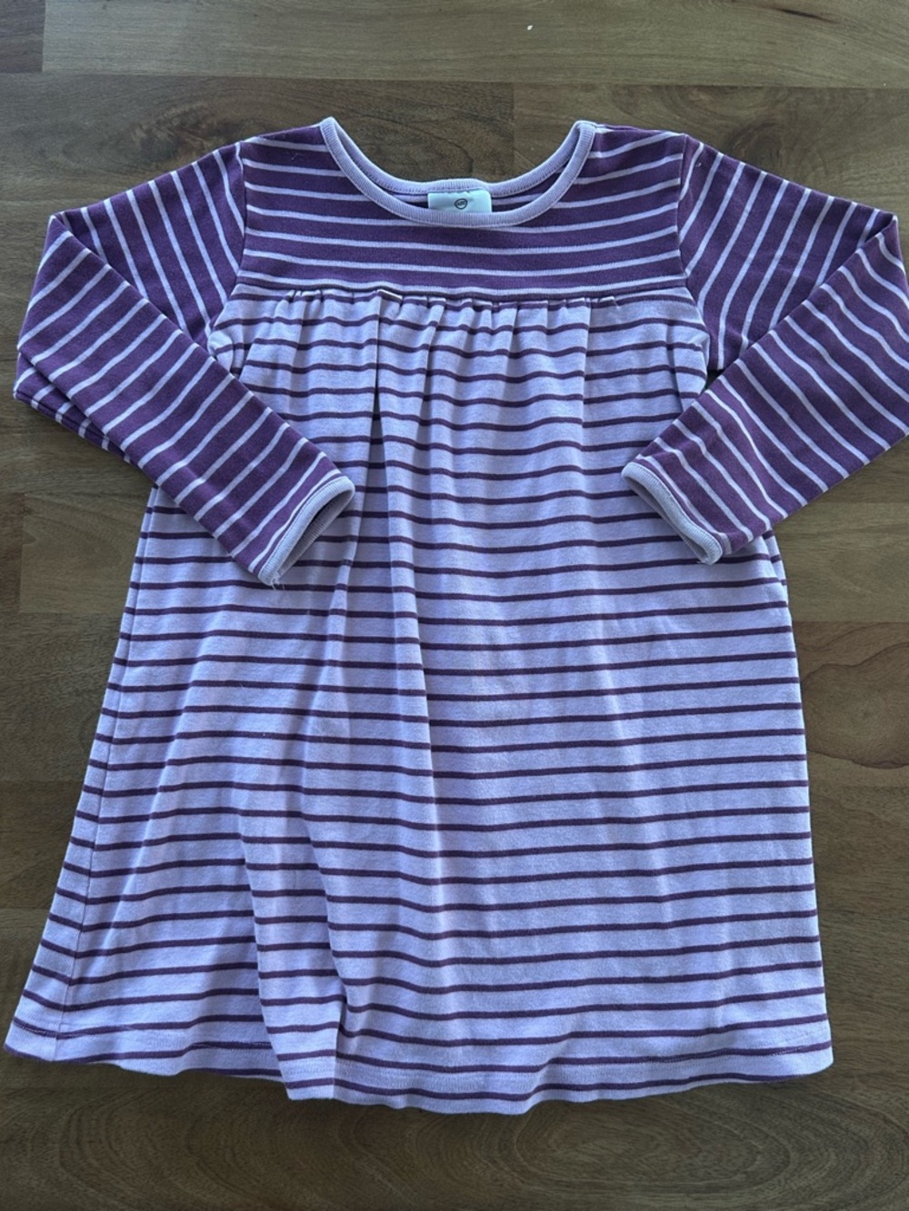 Hanna Andersson Purple & Lavender Striped Knit Long Sleeve Dress - Size 120
